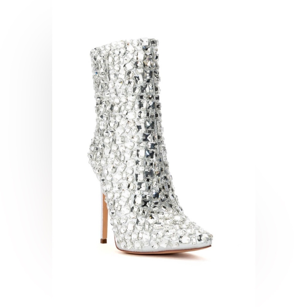 Azalea Wang “Asia” Silver Rhinestone Stiletto Boots – Size 9 - Picture 4 of 5